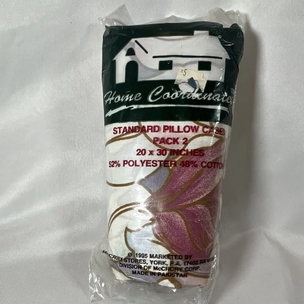 Vintage 1995 Home Coordinate Standard Pillowcases 20x30 Multicolor Floral 2 Pack